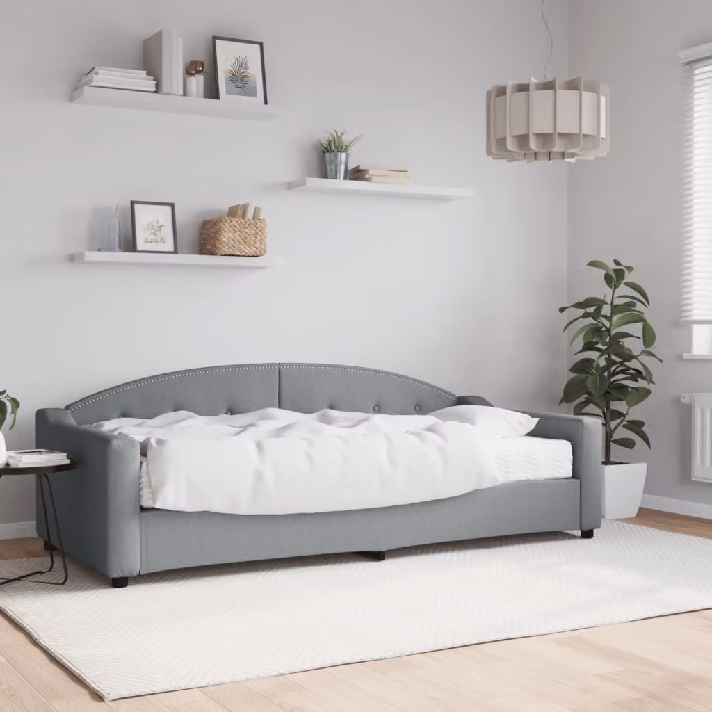vidaXL Divano Letto Moderno in Tessuto Grigio con Materasso in Schiuma L/P/H: 90 x 200 cm