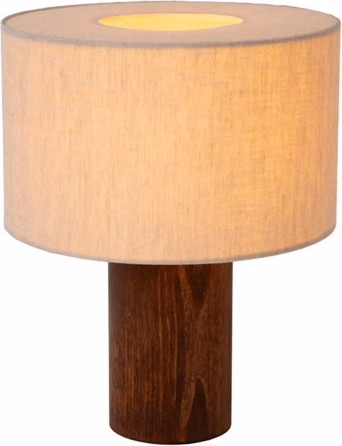 Lampada da tavolo scandinava TACHINA Lucide in legno e tessuto beige e marrone, dimmerabile, con attacco E27, H: 32 cm, L: 25 cm, P: 25 cm