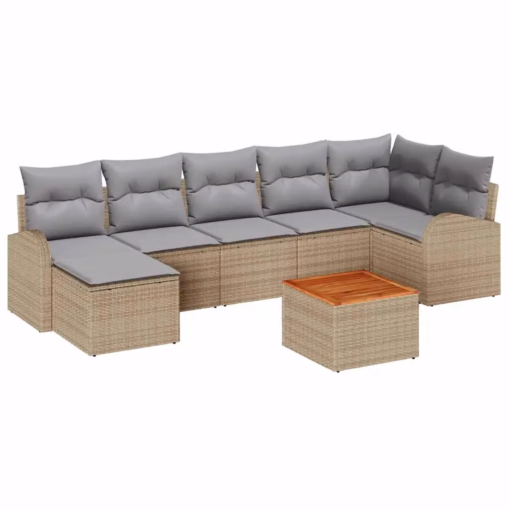 Set Divano da Giardino vidaXL 8 pz in Polyrattan con Cuscini Beige e Grigio – 2