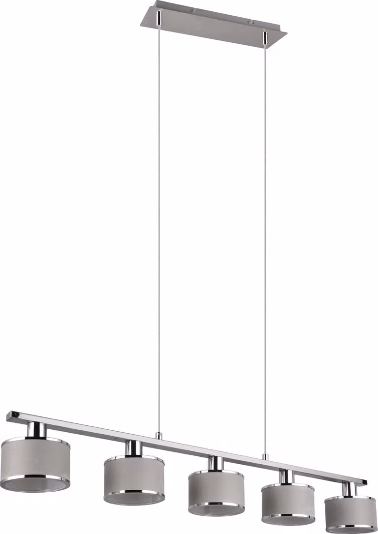 Lampada a sospensione KAPRUN argento e tonalità argento, 5xE14x28W, metallo, dimensioni: 150x92x12 cm, IP20, Trio