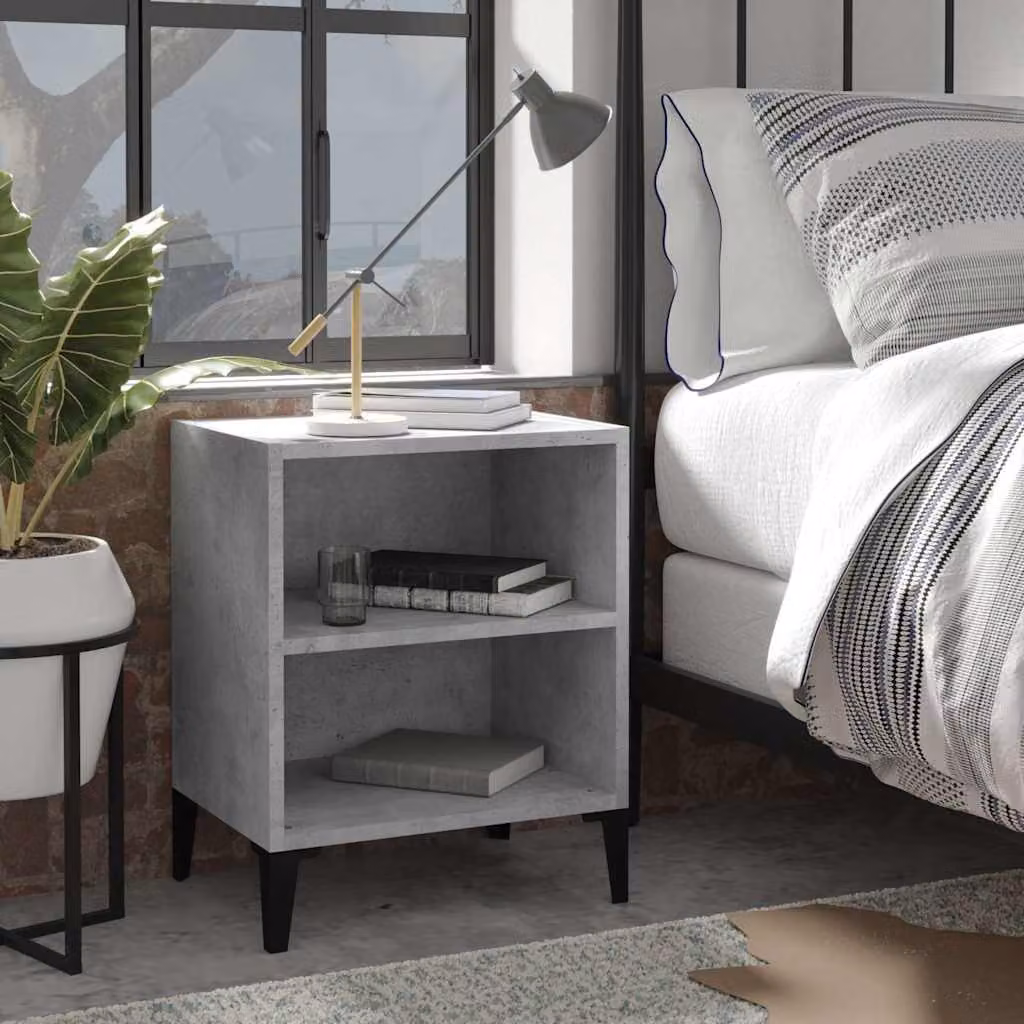 Comodino da parete vidaXL in stile industriale in legno e metallo grigio opaco L: 40 cm, P: 30 cm, H: 50 cm