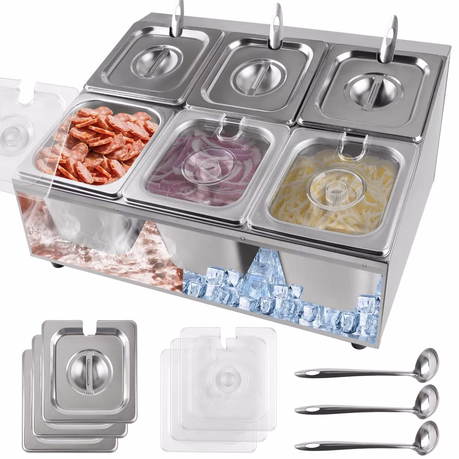 Set di contenitori per erbe aromatiche - 6 contenitori con coperchi in acciaio inossidabile - Kalolary-Y292