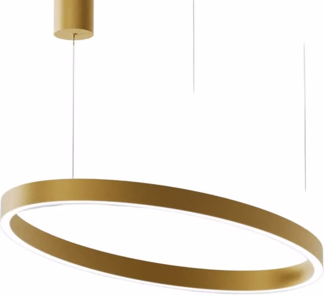 Lampada a Sospensione CRISEIDE S/1P OVAL - 30W+30W LED 3000K Dimmerabile in Oro Spazzolato, Struttura in Alluminio, Diffusore in Silicone - Gealuce