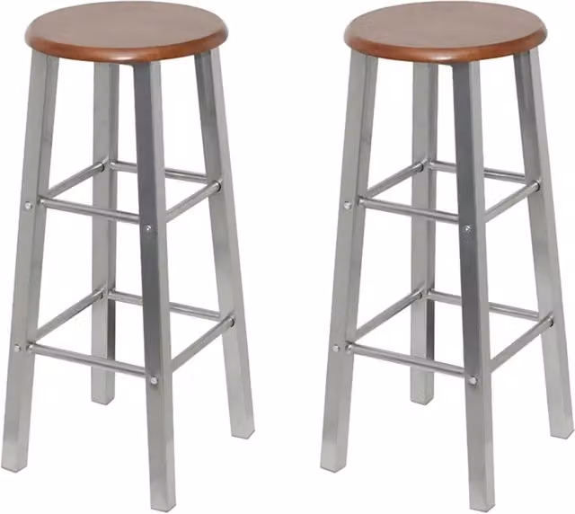 Set di 4 sgabelli da bar moderni vidaXL in MDF e metallo, colore argento e marrone – 1