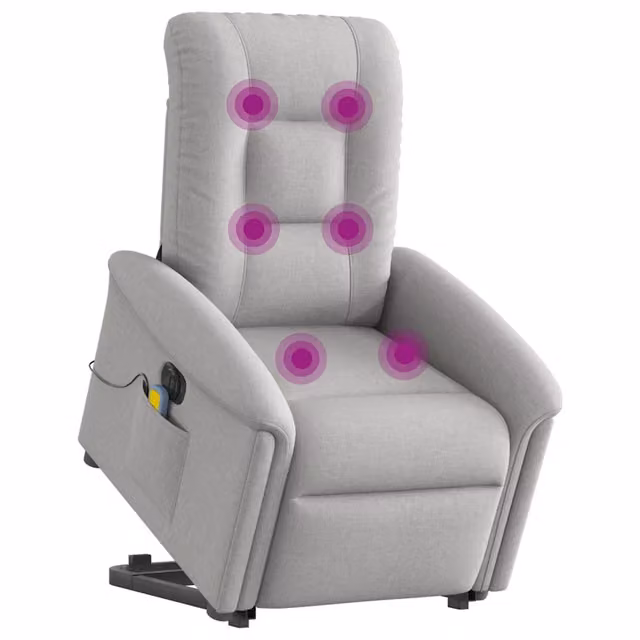 Poltrona Alzapersona Elettrica con Massaggio vidaXL Grigio per Senior con Braccioli e Design Moderno