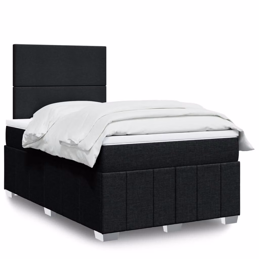 vidaXL Giroletto a Molle con Materasso in Tessuto Nero e Bianco L/P: 120 x 190 cm