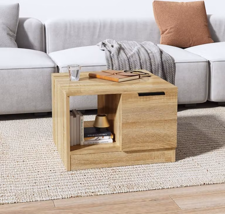 The Living Store tavolino in rovere Sonoma 50x50x36 cm materiale a base di legno
