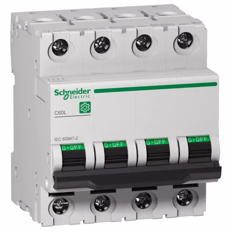 Schneider Electric Multi 9 Interruttore LS OEM C60L a 4 poli, 4 A, caratteristica C, 25 kA, IEC 60947-2, M9F17404