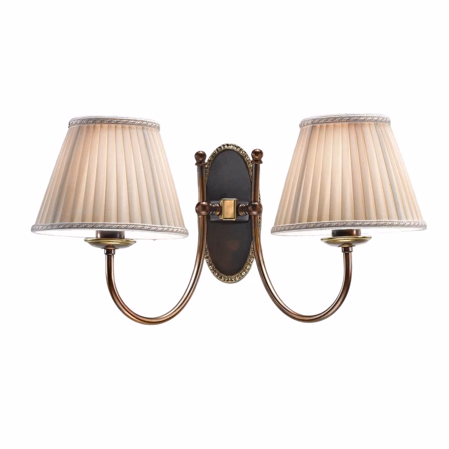 Cremasco Applique da parete CLASSIC, dimmerabile, Bronzo / Ottone antico, Soggiorno / Sala da pranzo, Tessuto / Stoffa / Seta, Antico, Applique