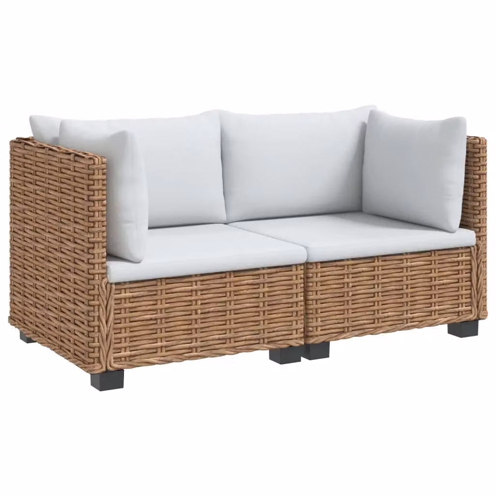 Set Lounge da Giardino a Forma di L vidaXL in Polyrattan con Cuscini Beige e Bianco – 2