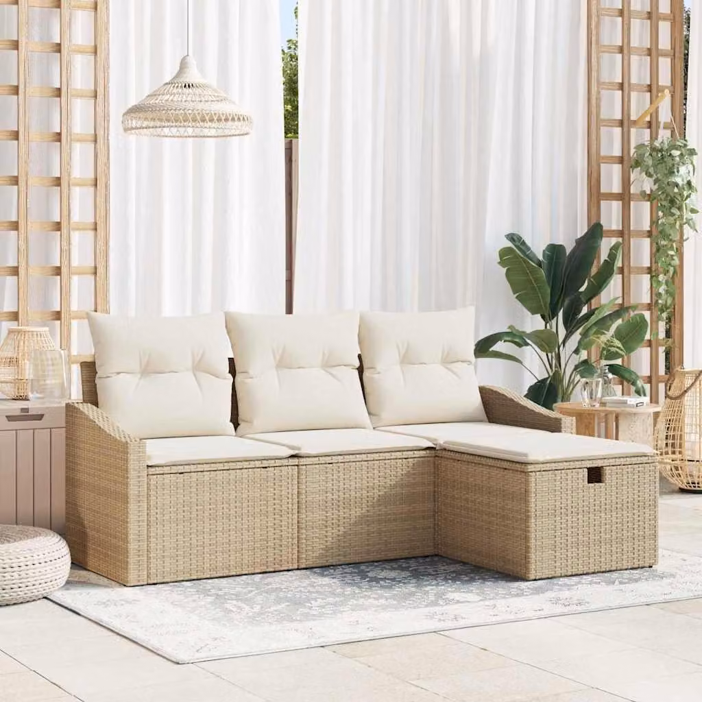 Maison Exclusive - Set di divani da salotto, 4 pezzi, in rattan sintetico