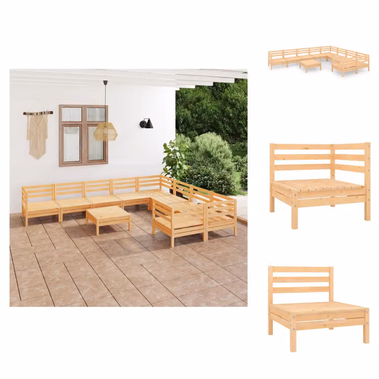vidaXL Set da salotto da giardino 10 pezzi in pino massiccio - Set di mobili da giardino