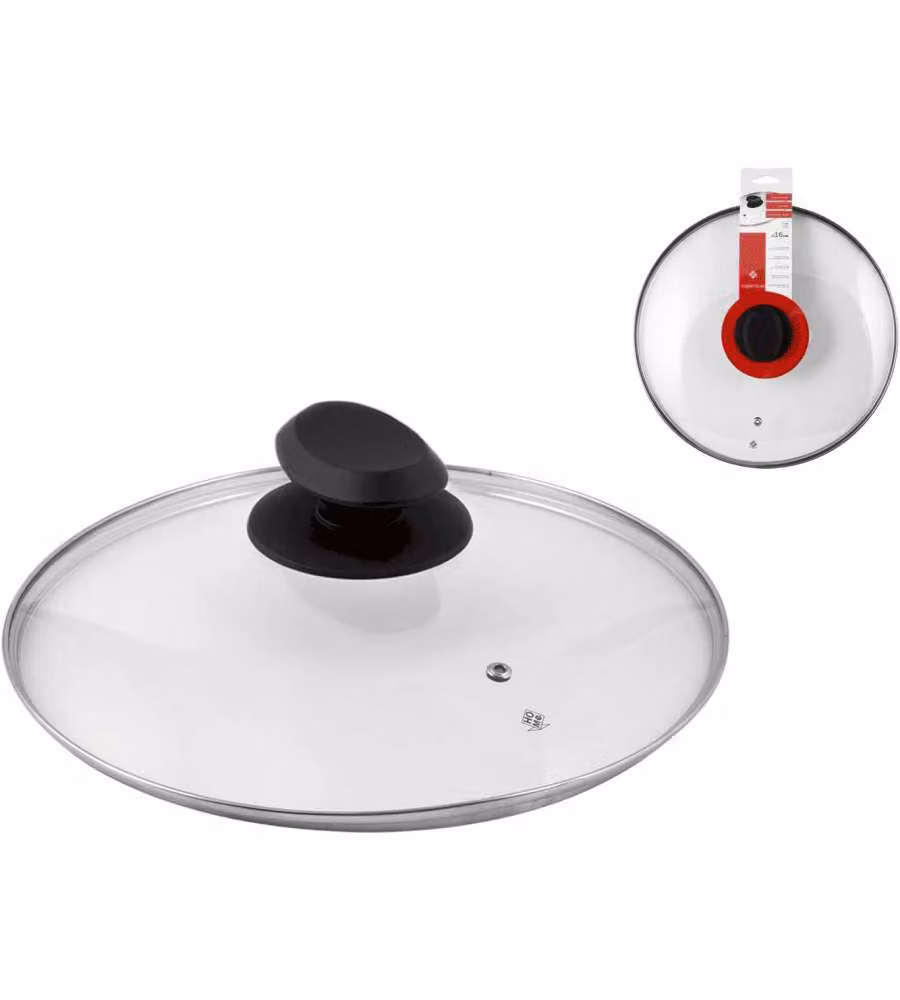 Home Coperchio rotondo 16 cm in vetro e acciaio inox argento