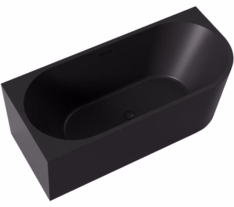 CERANO - Vasca da bagno freestanding in acrilico Bianco, versione sinistra - nero opaco - 170x79 cm