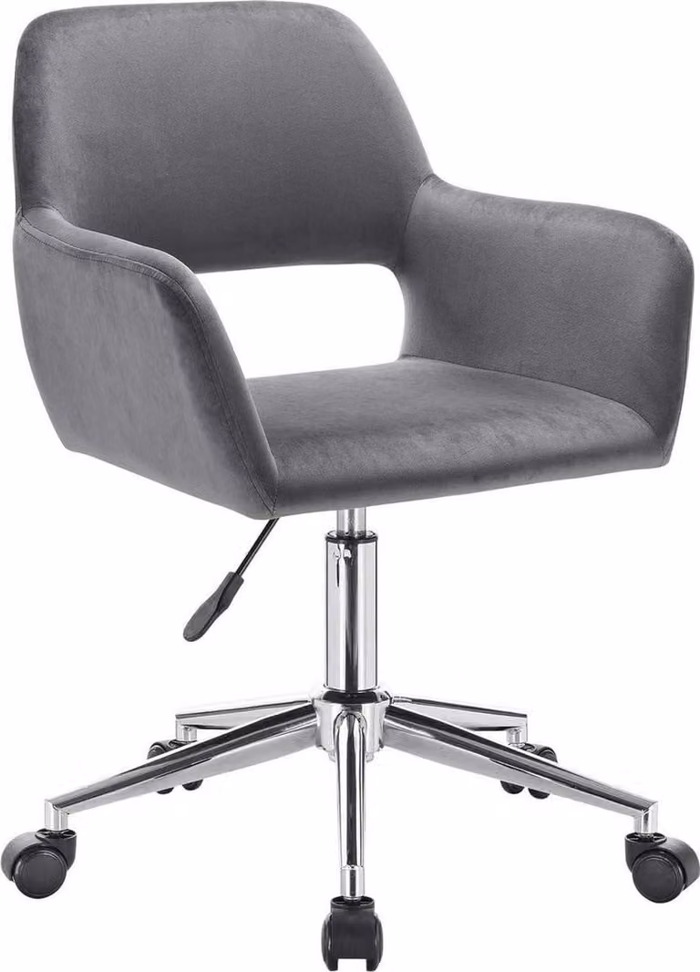 Sedia da ufficio Diva - Sedia ergonomica girevole con braccioli - Regolabile in altezza - Velluto - Grigio scuro - Per adulti - Su rotelle