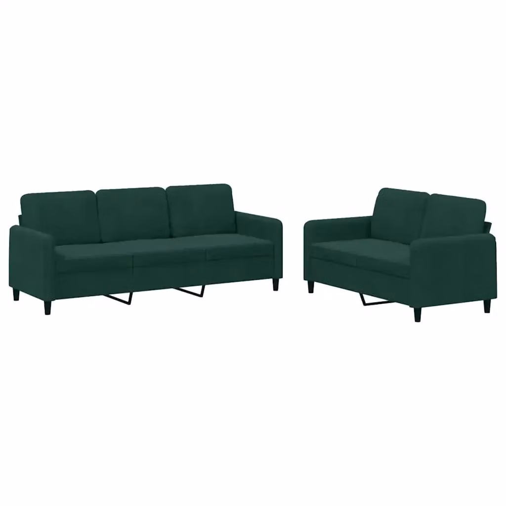 Set di 2 divani moderni vidaXL in velluto verde con cuscini inclusi – 2