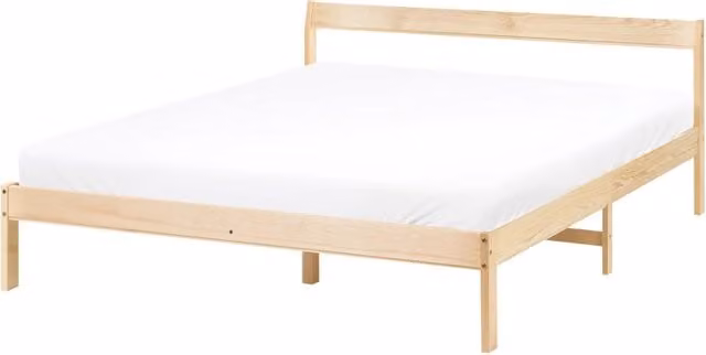 Letto matrimoniale BELIANI in legno di pino marrone con rete a doghe fisse in stile minimalista L/P/H: 140 x 200 x 145 cm