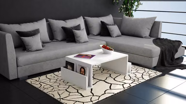 Skye Decor, Tavolino da caffè di alta qualità, bianco, 95 x 36,8 x 60 cm | Realizzato in pannello di particelle rivestito in melamina al 100%, spessore 18 mm | Tavolino moderno ed elegante con numerosi ripiani, ideale per la vostra casa.