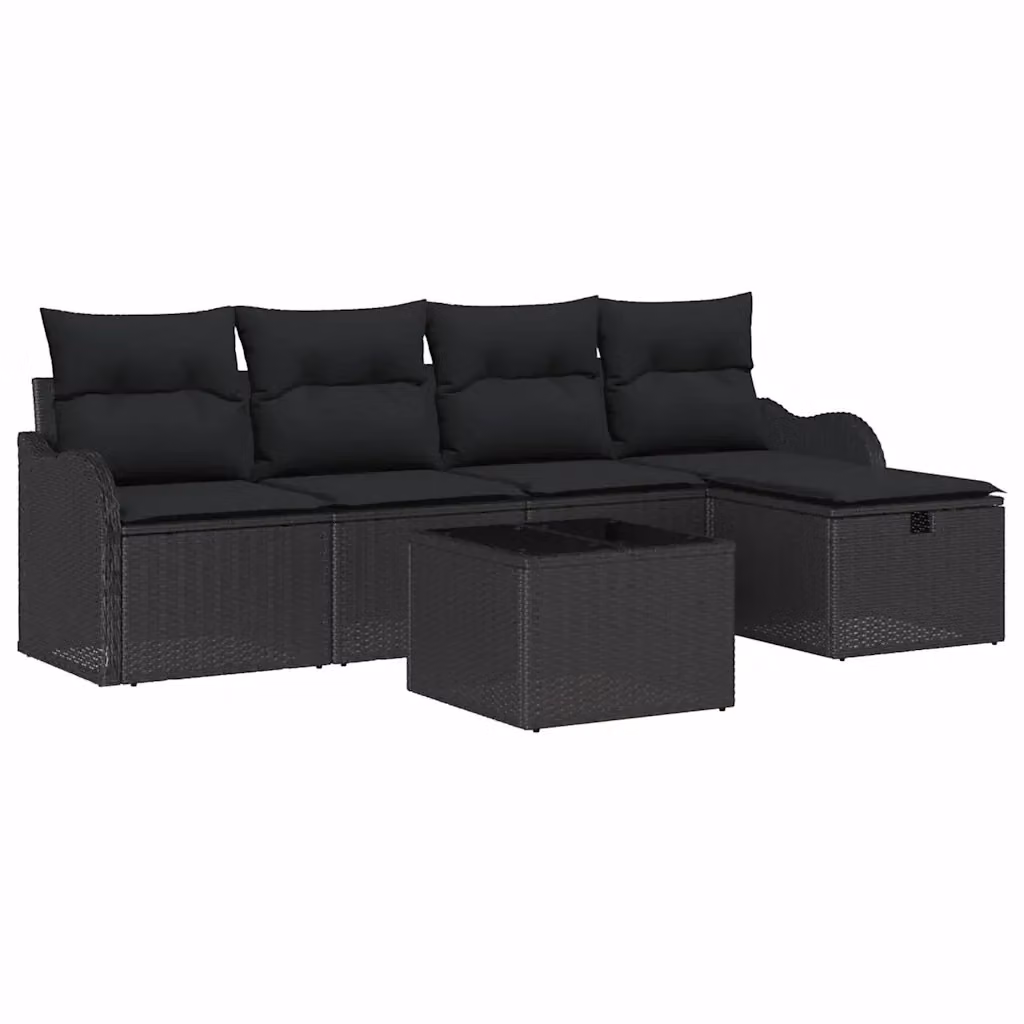 Set Divano da Giardino a L vidaXL 6 pz in Poly Rattan con Cuscini e Tavolino da Esterno con Struttura in Acciaio Verniciato a Polvere – 2
