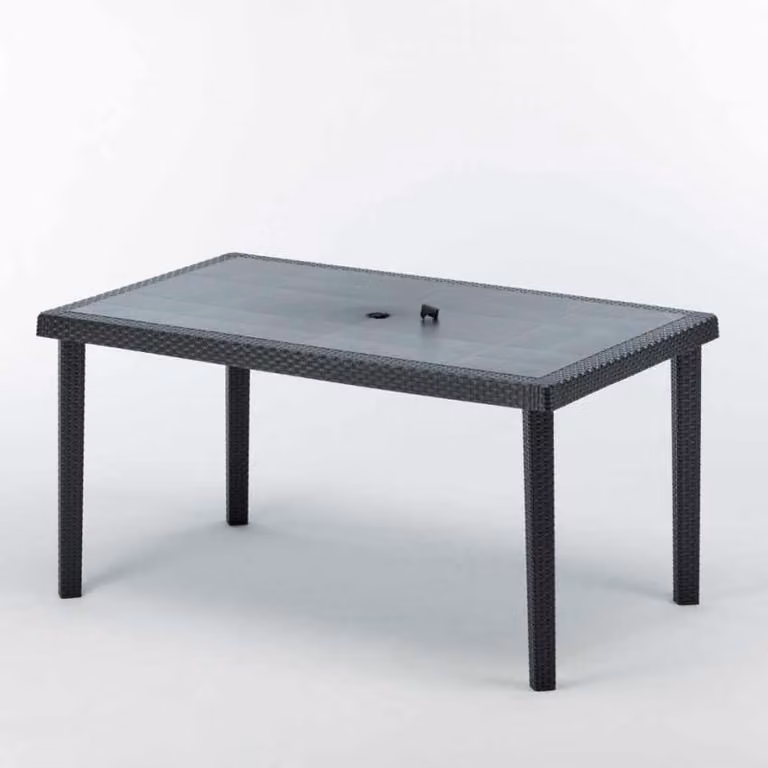 150x90 Grand Soleil Boheme 12 Tavoli rettangolari in Poly Rattan - Nero