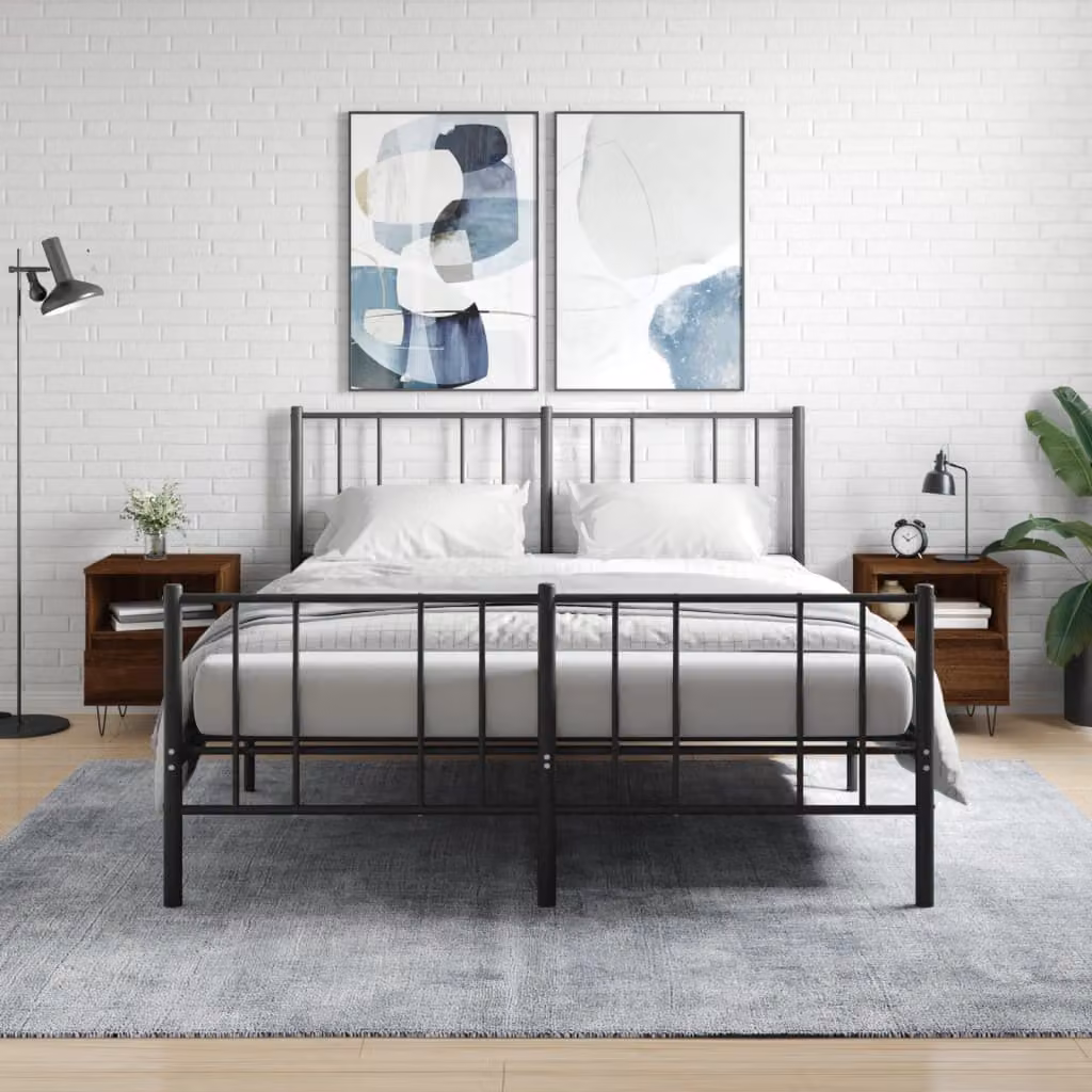 Set di 2 comodini vidaXL in legno Rovere Marrone L 40 cm x P 35 cm x H 50 cm
