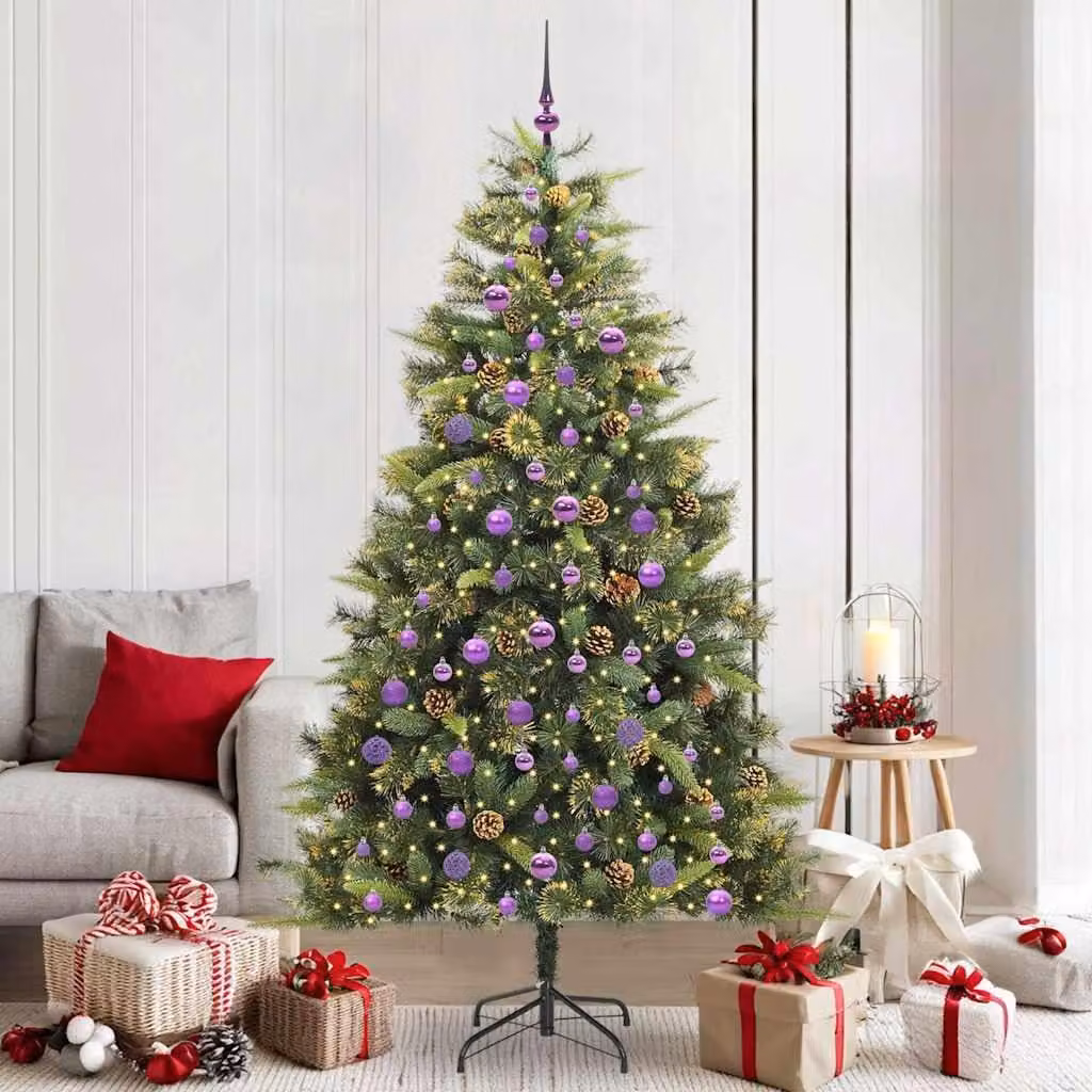 Maison Exclusive - Albero di Natale artificiale pieghevole con pigne, altezza 210 cm