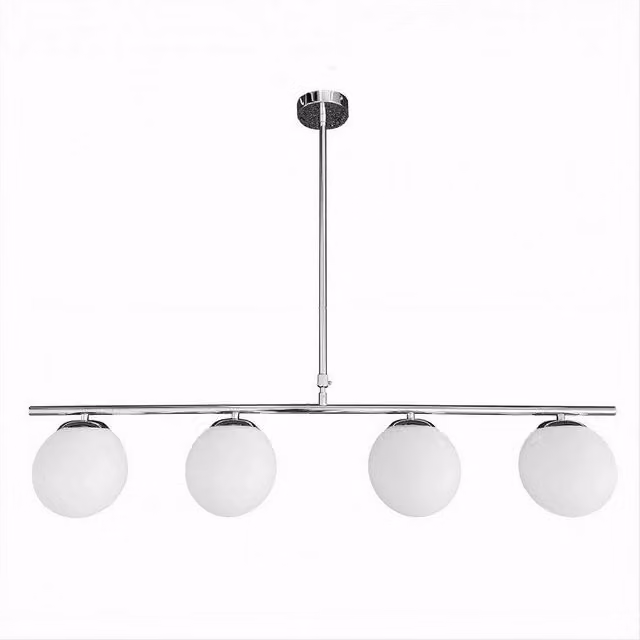 Lampadario a sospensione Trade Shop argento con 4 sfere in vetro bianco e attacco G9