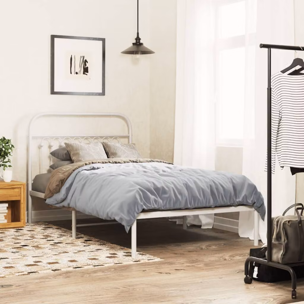vidaXL Giroletto con Testiera in Metallo Bianco L 100 cm x P 200 cm
