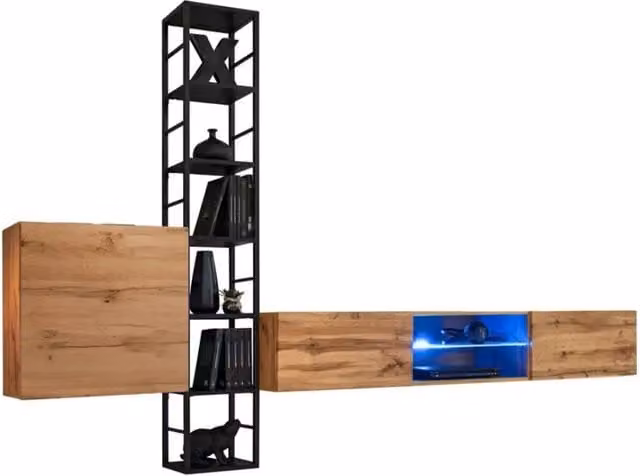 Set di mobili da soggiorno in stile industriale SWITCH M6. Coloris rovere.