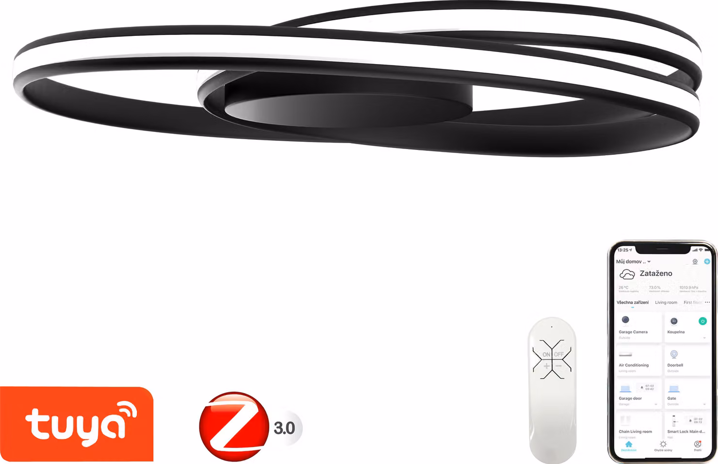 Immax NEO ROUND Plafoniera intelligente D70cm 35W nero Zigbee 3.0