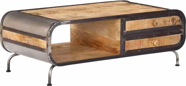 The Living Store Tavolino 100 x 50 x 35 cm Legno massiccio di mango