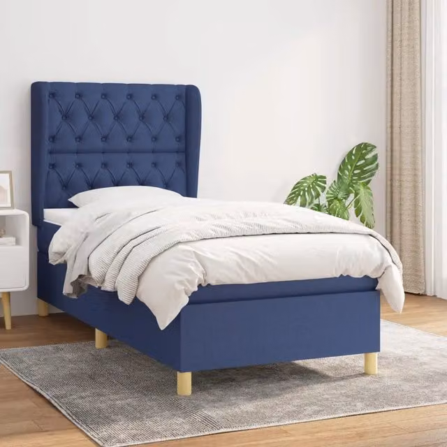 Letto Ibrido vidaXL con Giroletto a Molle e Materasso Blu e Bianco L/P/H: 80 x 200 x 40 cm – 1