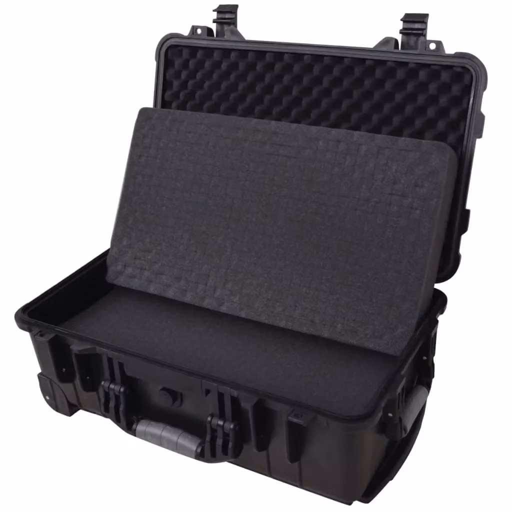 Valigia portautensili multifunzionale impermeabile in plastica nera con inserti in schiuma L: 56 cm – 2
