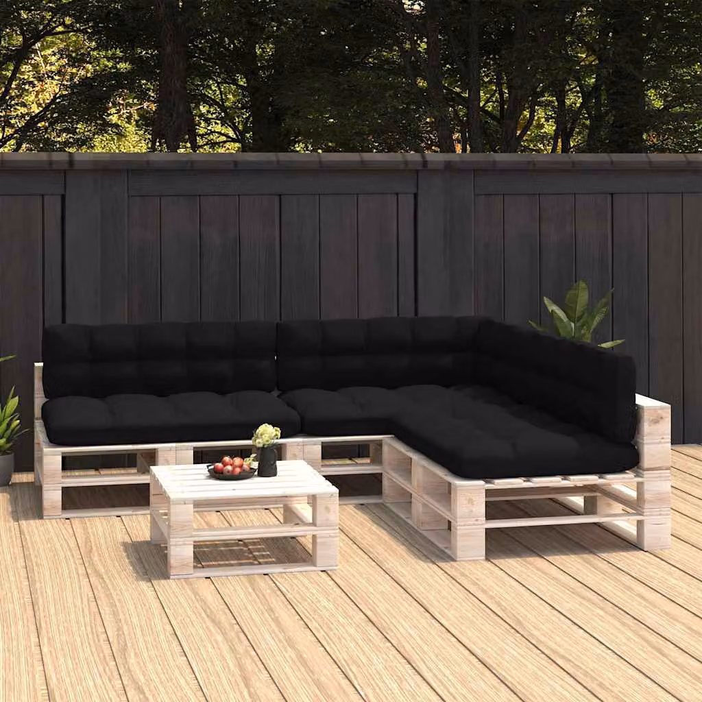 Set di 7 cuscini per divano su pallet vidaXL neri in poliestere, forma rettangolare, L/P/H: 120 x 80 x 10 cm