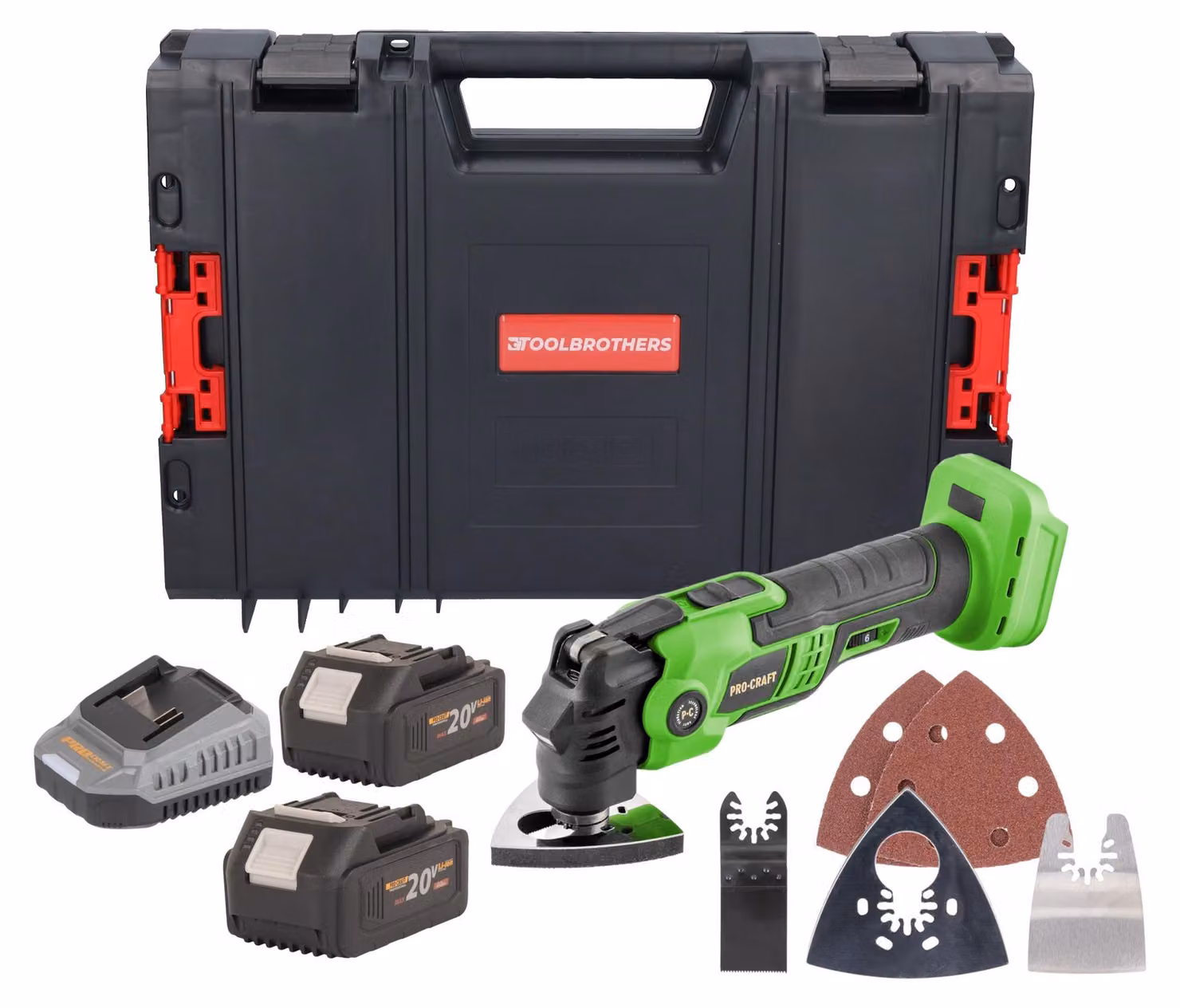 Utensile multifunzione a batteria Procraft PMT22bb 20 V Brushless + 2 batterie 4,0 Ah + caricabatterie + valigetta porta utensili RHINO