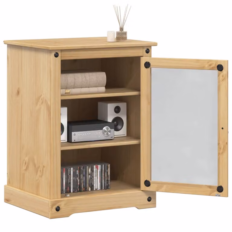 Mobile HiFi vidaXL Corona in legno massello di pino marrone L: 60 cm, P: 50 cm, H: 82 cm
