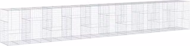 Gabbione muro di contenimento e recinto con coperchio in ferro zincato argento L: 1000 cm, P: 100 cm, H: 150 cm