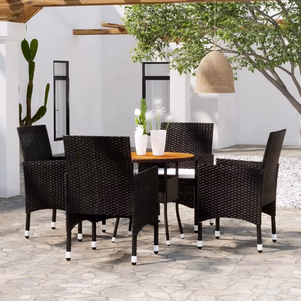 Maison Exclusive - Set da pranzo da giardino 5 pezzi in polyrattan nero