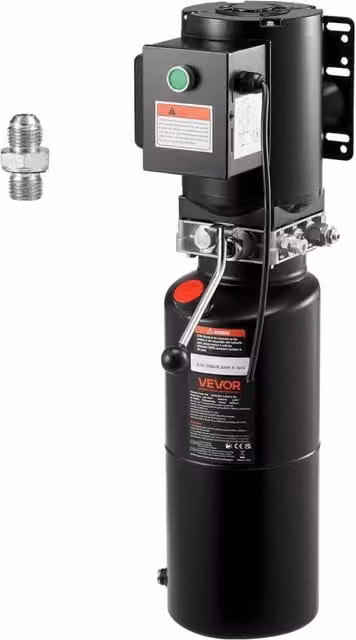 Pompa Idraulica Elettrica 220V 2,2kW Serbatoio 10L, Centralina a Semplice Effetto Portata 6,3 L/min 22 MPa per Rimorchi e Ribaltabili, Robusta Nero