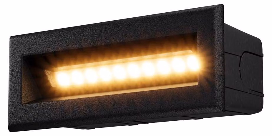 Lampada LED per scale, lampada da parete, IP65, metallo, nero, L 13,7 cm