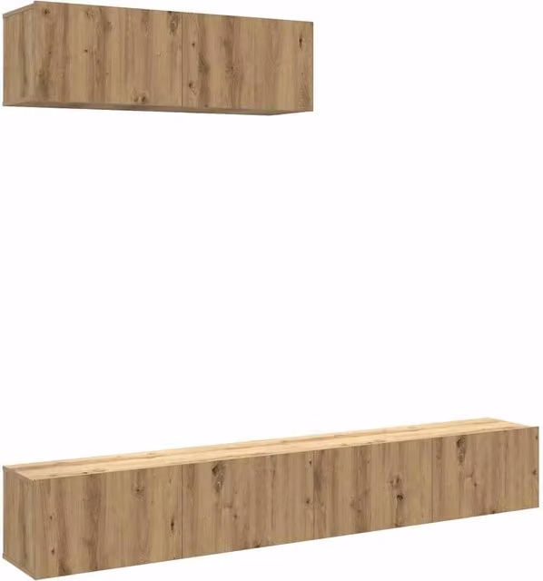 Set di 3 mobili porta TV a parete HELLOSHOP26 in legno composito marrone con finitura rovere opaca L/P/H: 100 x 30 x 30 cm