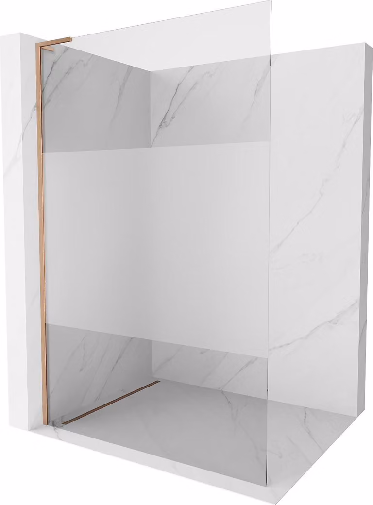 Mexen Kioto L Parete doccia Walk-in 120 x 200 cm, trasparente/brina, rame spazzolato - 800-120-103-65-35