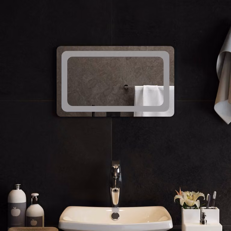 Specchio da bagno moderno vidaXL con luce LED in vetro temperato, L 50 cm x H 30 cm