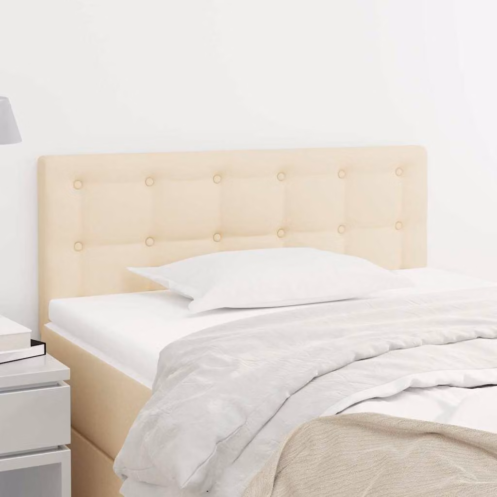 Testiera per letto vidaXL in tessuto beige con struttura in legno L: 90 cm, P: 5 cm, H: 78-88 cm