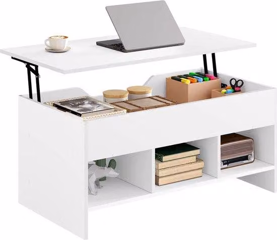 Tavolino da salotto multifunzionale - Trasformabile - Salvaspazio - Dimensioni totali 96 x 45 x 51 cm - Dimensioni da aperto 96 x 60,5 x 72,5 cm