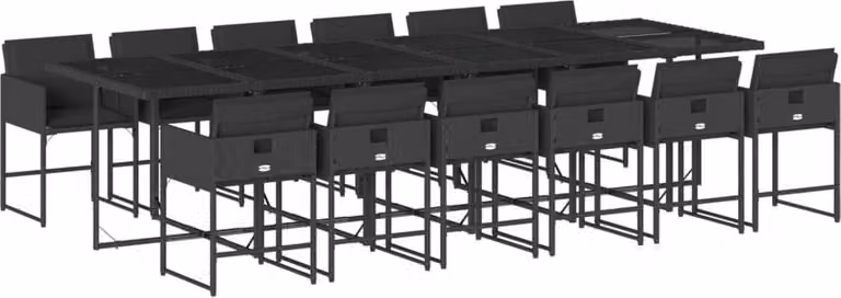Maison Exclusive - Set da Pranzo da Giardino 13pz con Cuscini Nero in Polyrattan