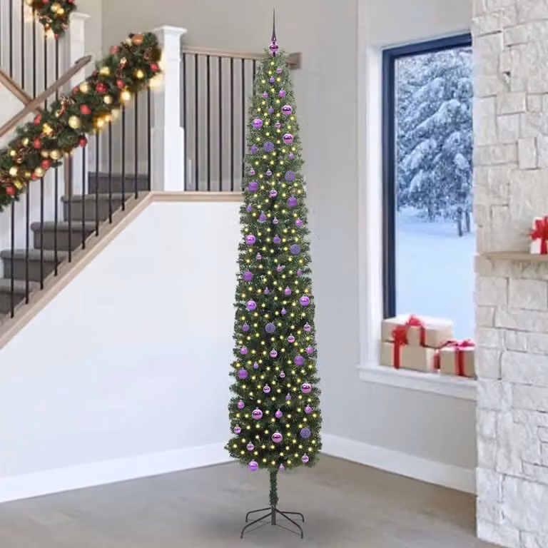 Albero di Natale artificiale verde vidaXL con 300 LED luce bianca calda, Altezza: 270 cm
