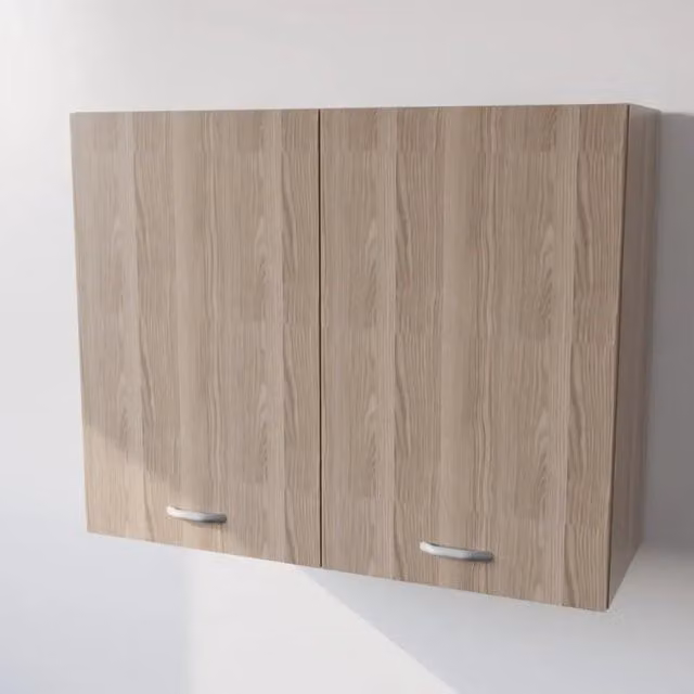 Pensile da cucina Calandrelli con 2 ante in legno color beige e marrone, design moderno opaco, H 72 cm x L 80 cm x P 33 cm
