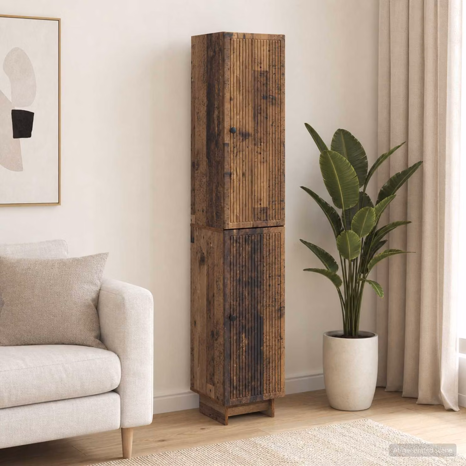 Set di 2 armadi moderni vidaXL in legno marrone con ante scorrevoli e illuminazione integrata