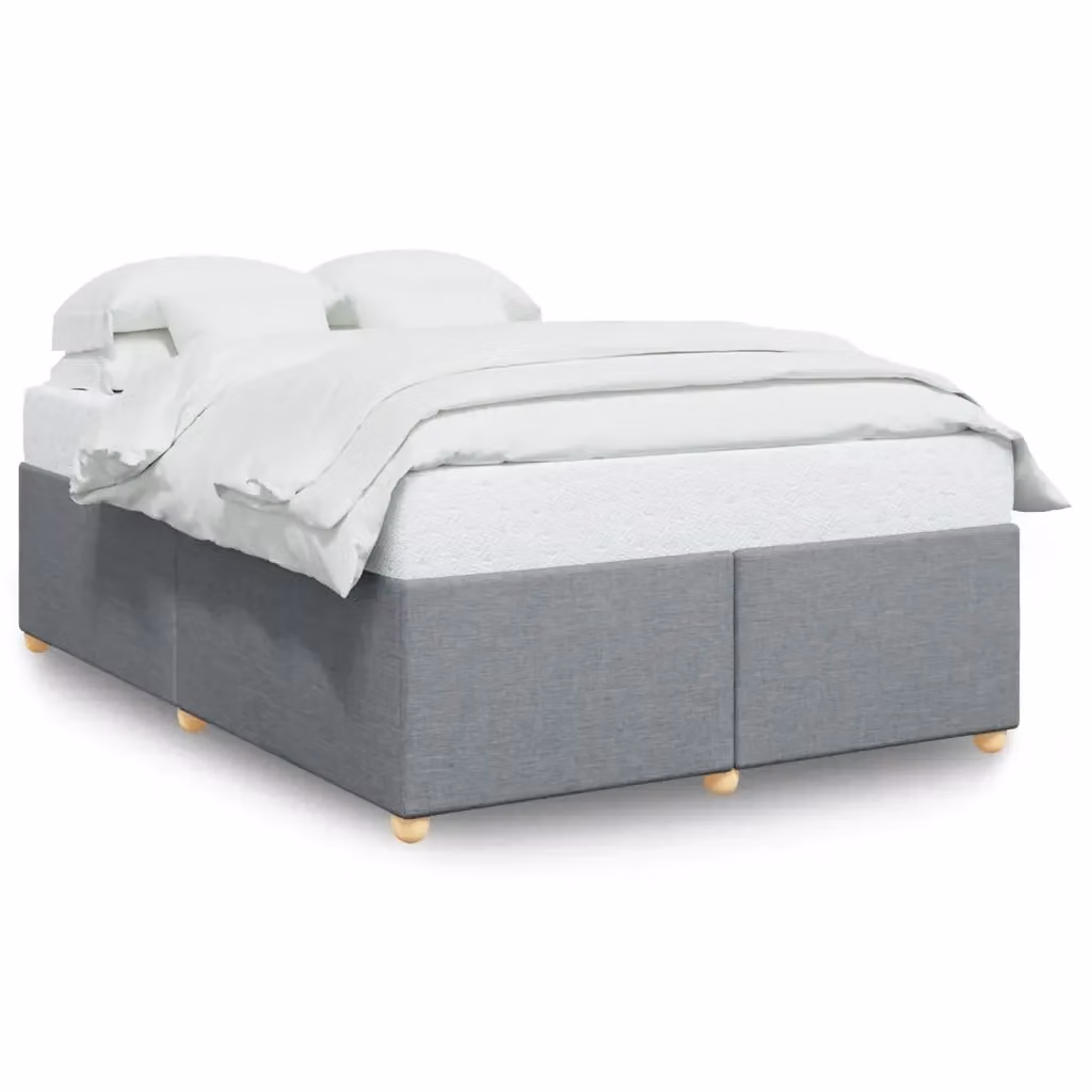 Giroletto vidaXL in tessuto grigio chiaro con doghe in legno, L 160 x P 200 cm – 2